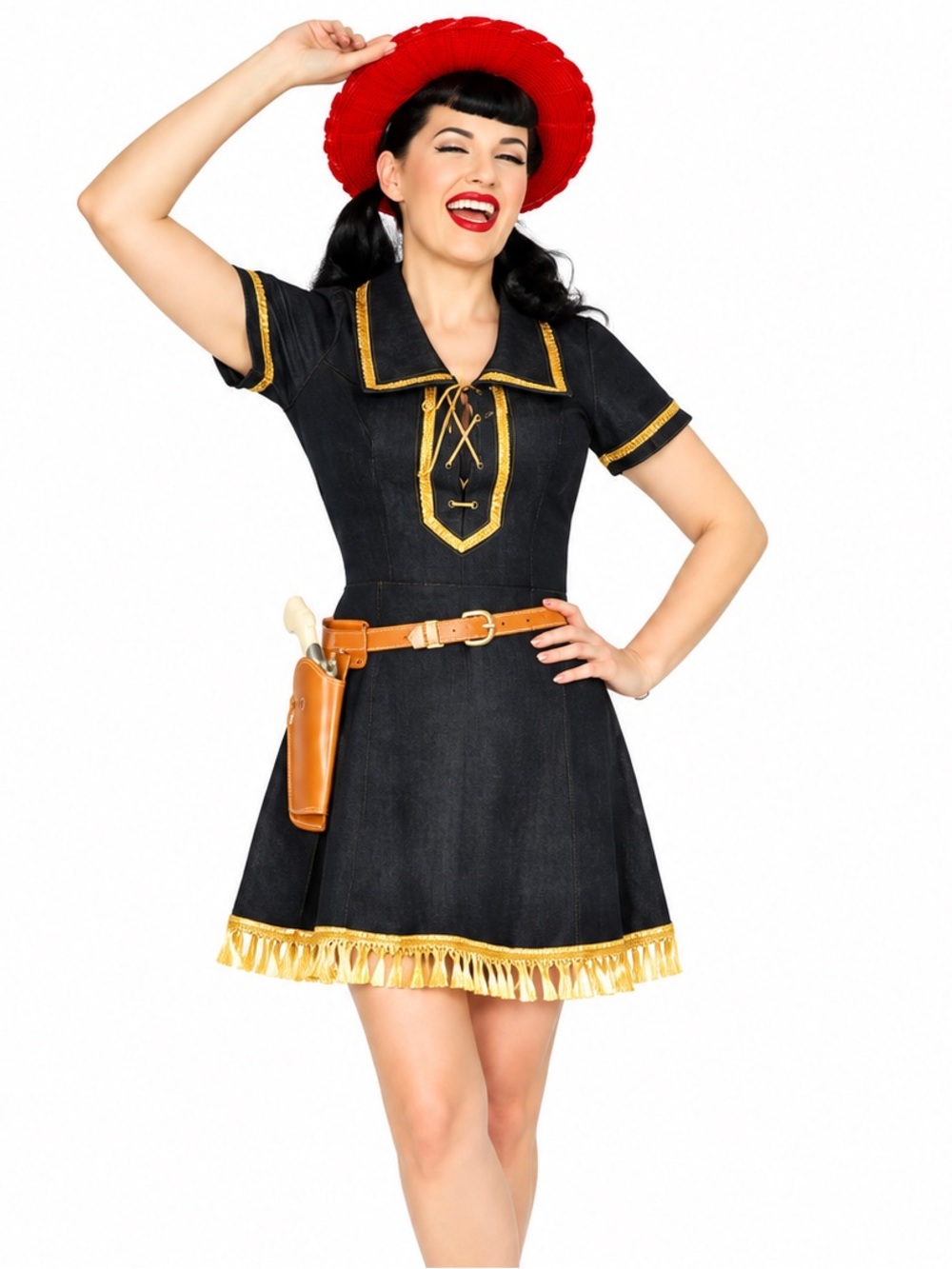 Bernie Dexter Nashville Boogie Denim Dress L Rockabilly Pinup Western